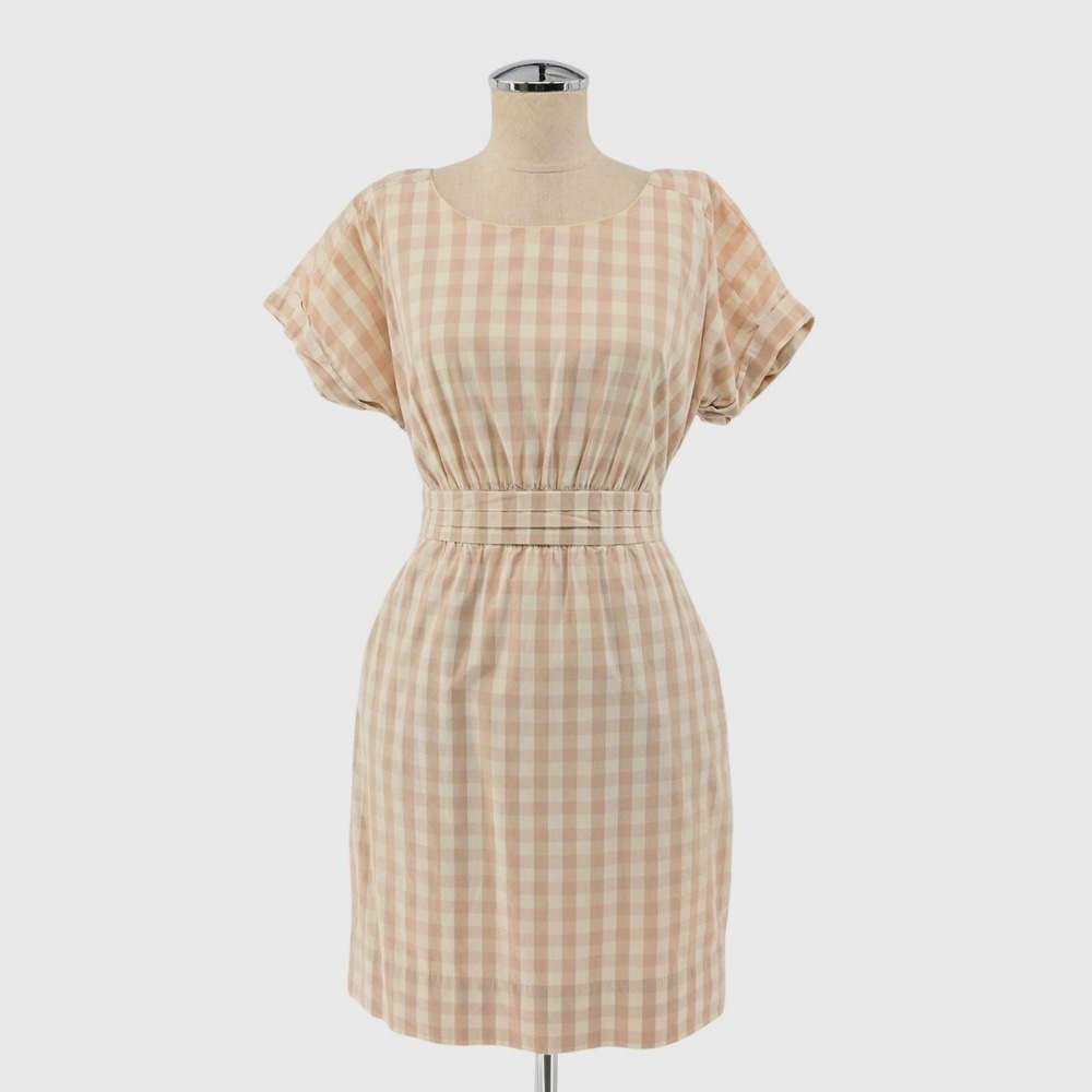 ANTHROPOLOGIE Gingham Dress Size 4 HD Paris Ribboned Poplin Sheath Cottagecore‎